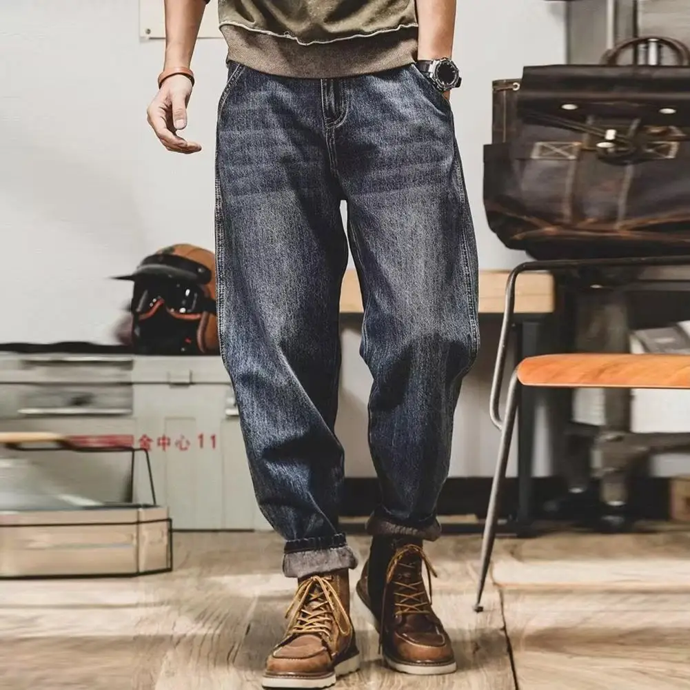 

Chic Spring Pants Solid Color Loose Long Fall Spring Jeans Straight Summer Trousers Men Clothes