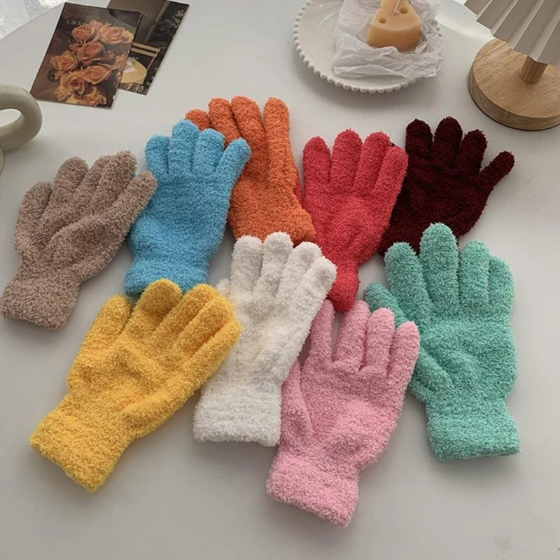 

Ветрозащитные перчатки, однотонные варежки для взрослых, плюшевый сенсорный экран для холодной погоды