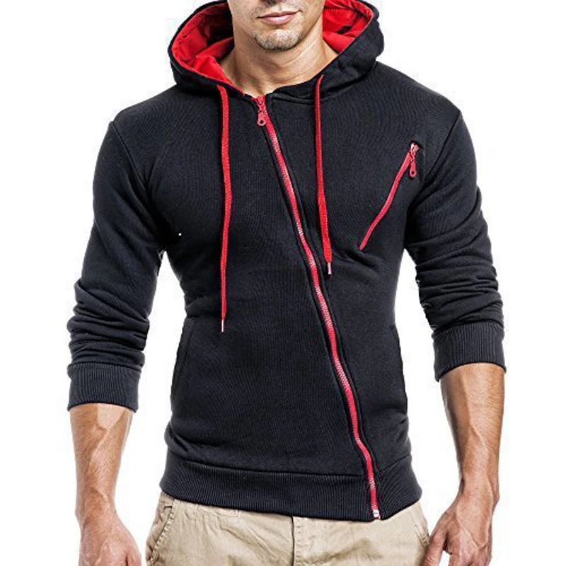 

2023 Men's Autumn and Winter New Fashion Trend Features Oblique Zipper Men's Sports Leisure Slim Fit Hooded Cardigan Sweater