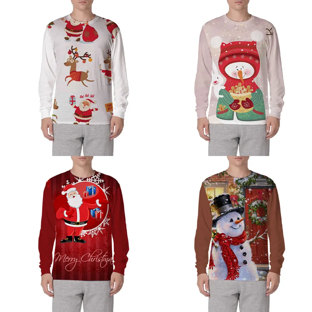 

3D Printed Christmas Snowman Men's Women T-shirt Man Long sleeves O-Neck Men Tops T-shirts For Male Female Tees Autumn Winter