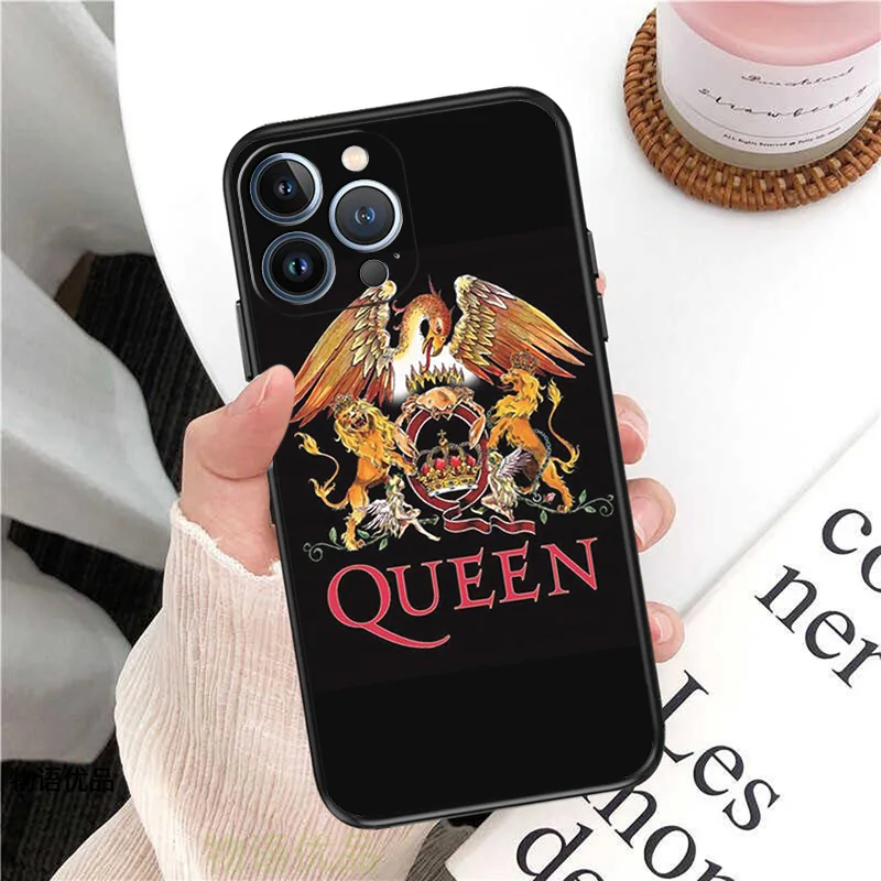 Чехол для Телефона iphone 16Plus XR XSMax 15 14 13 12 11 16 Pro Max Mini 7 8 Plus 15Pro QUEEN Band черный мягкий