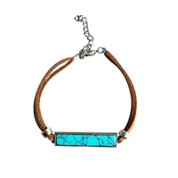 minimalist turquoise stone bar suede leather bracelets western jewelry cowgirl gift