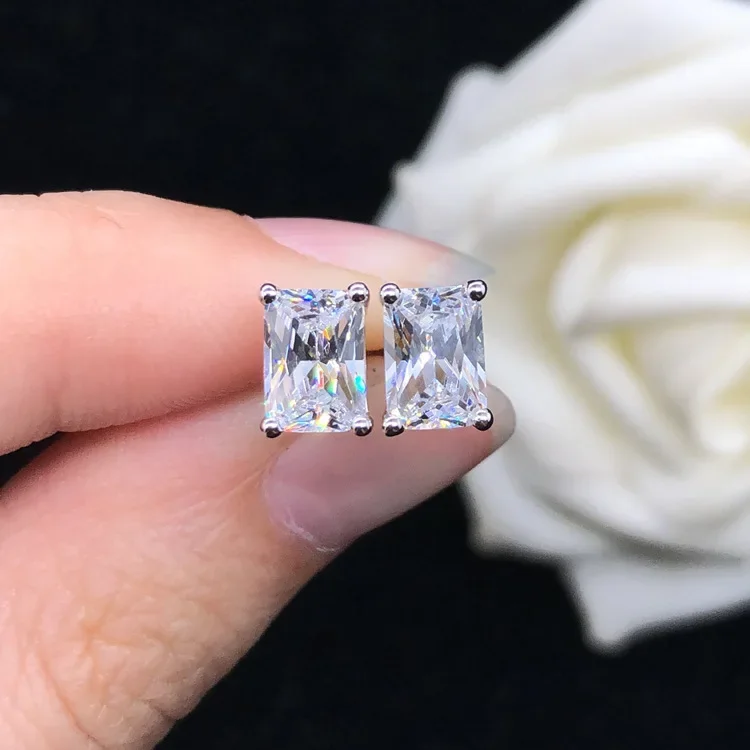 Однотонные серьги из белого золота 14 к AU585 платины PT950 новые простые модные с