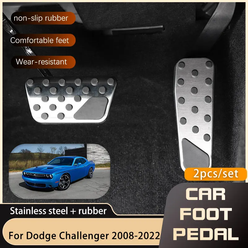 Car Foot Pedals For Dodge Challenger 2008~2022 Accessories Brake Stainless Steel Non-slip Pedal Cover Pad Cautomotive parts 2PCS