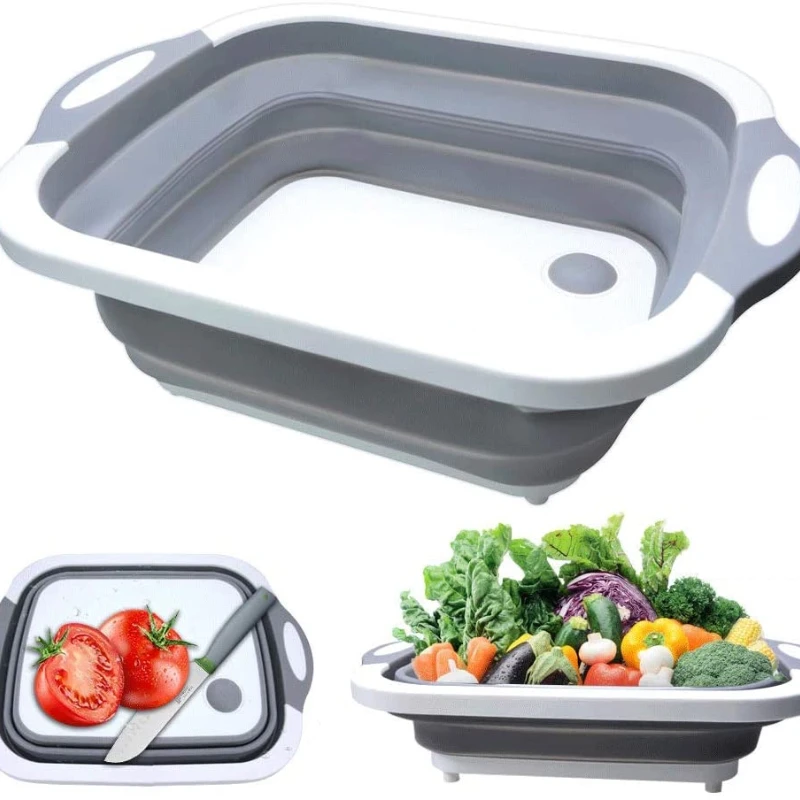 Household folding washbasin Portable sink Foot bucket plastic washbasin can be used as cutting board Travel outdoor camping basi