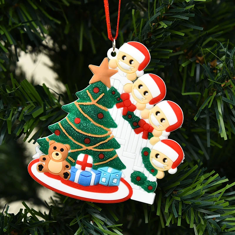 

Christmas Tree Pendant DIY name blessing PVC Christmas mask family decorations