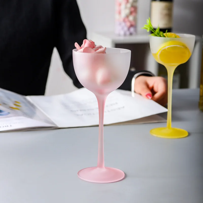 

Nordic Tall Glass Pink Dessert Glass Champagne Wine Glass Household Set Brandy Cocktail Ice Cream Glass