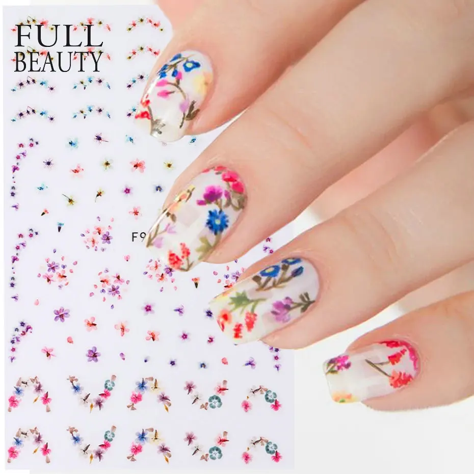 

1pcs Nail Art Decals Summer Little Fragmented Florals Babysbreath Petals Flowers Back Glue Nail Stickers Decorations Wholesale