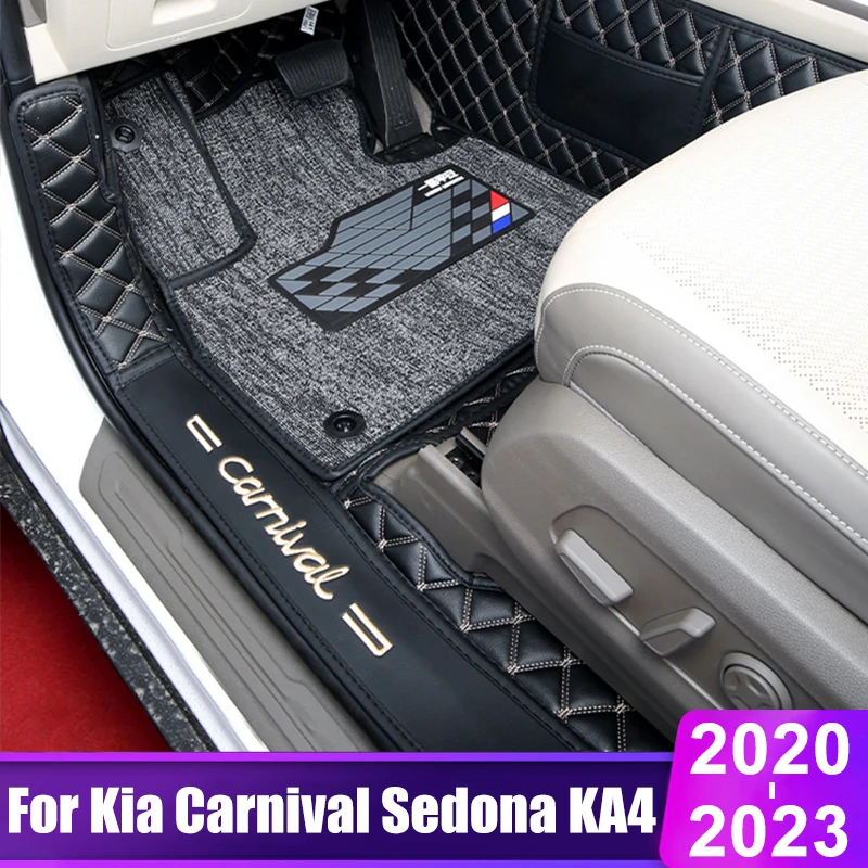 

For Kia Carnival Sedona KA4 2020 2021 2022 2023 Custom Made Leather Car Floor Mats Carpets Rugs Foot Pads Auto Accessories