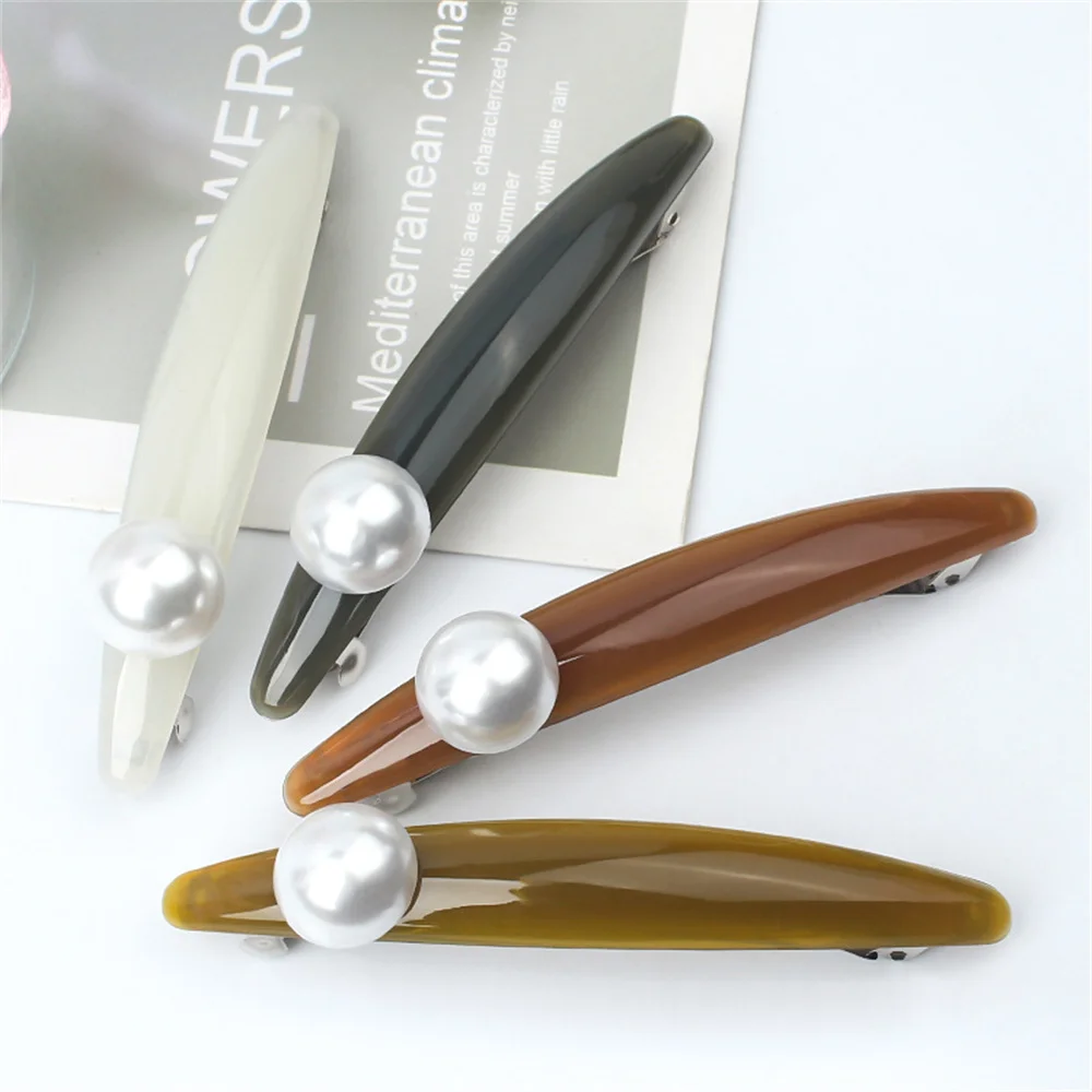 

Новые модные заколки для волос в форме листьев из искусственного жемчуга, высококачественные женские заколки для хвоста