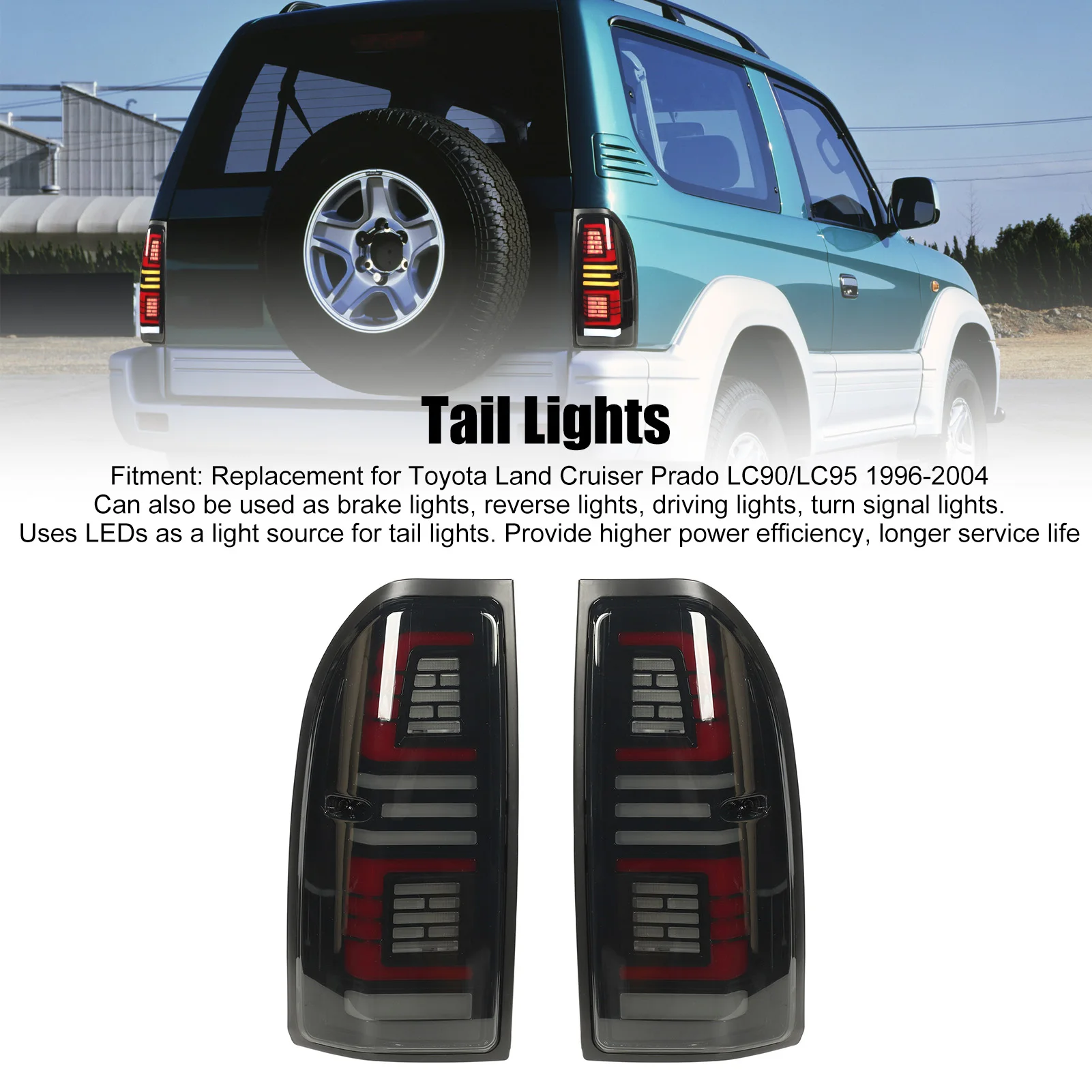 1 пара задний фонарь для Toyota Land Cruiser Prado LC90 LC95 1996-2004