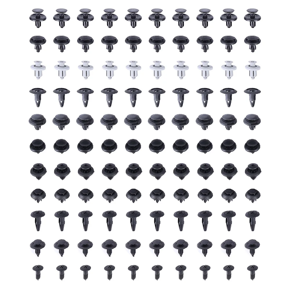 

100 шт. автомобильные фиксаторы, 10 размеров, крепежные детали, комплект автомобильных пластиковых зажимов, зажим для панели обшивки автомобиля, смешанная заклепка для бампера кузова автомобиля