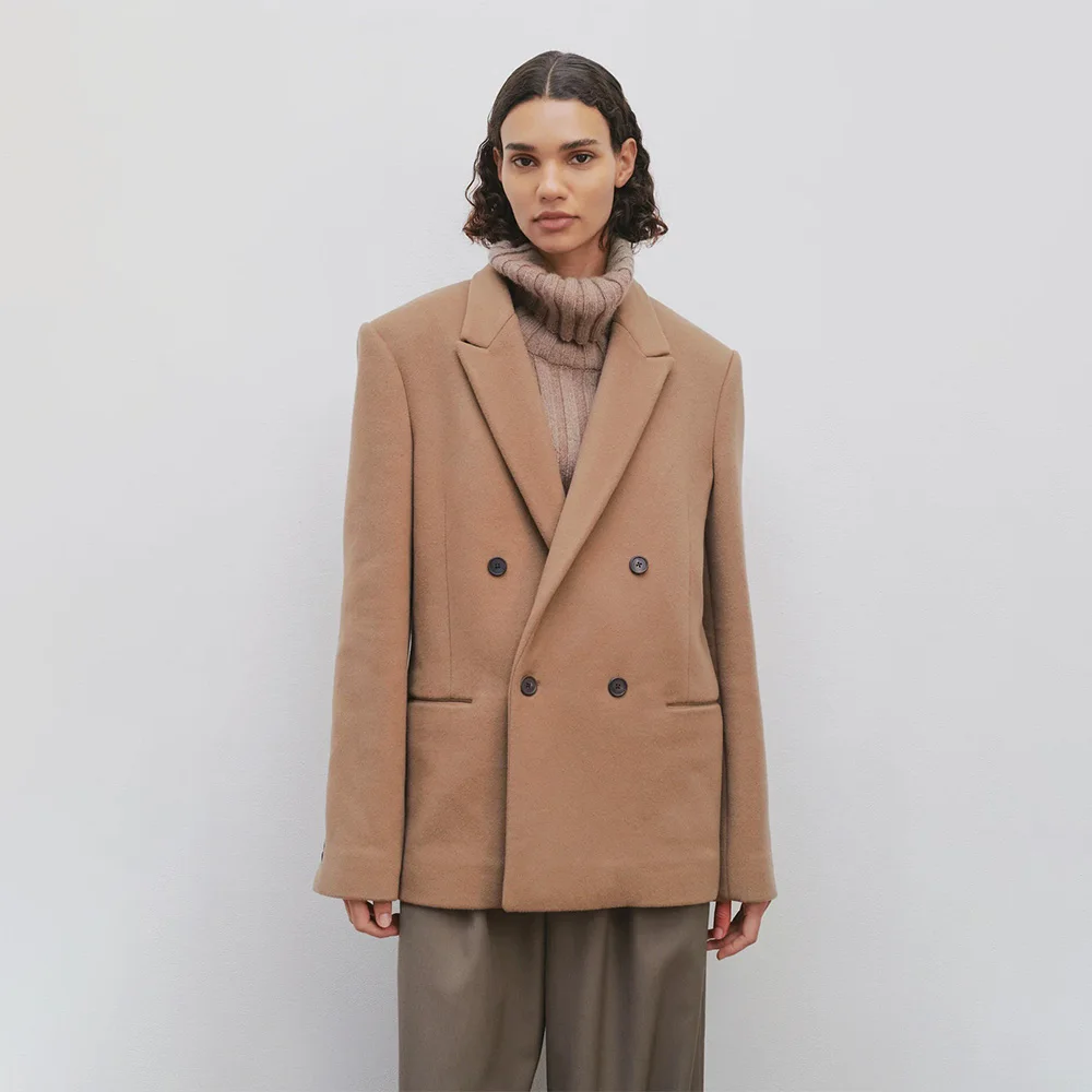 

THE R0W women's 2023 autumn and winter new double-breasted tweed suits cashmere jacket blazer women's