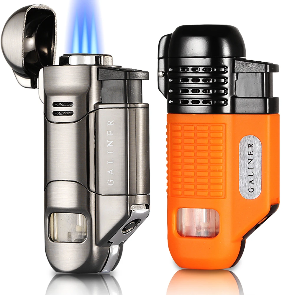 

Galiner Mini Outdoor Cigar Lighter Smoking Accessories Gas Windproof 3 Flame Cigar Lighter With Punch Drill