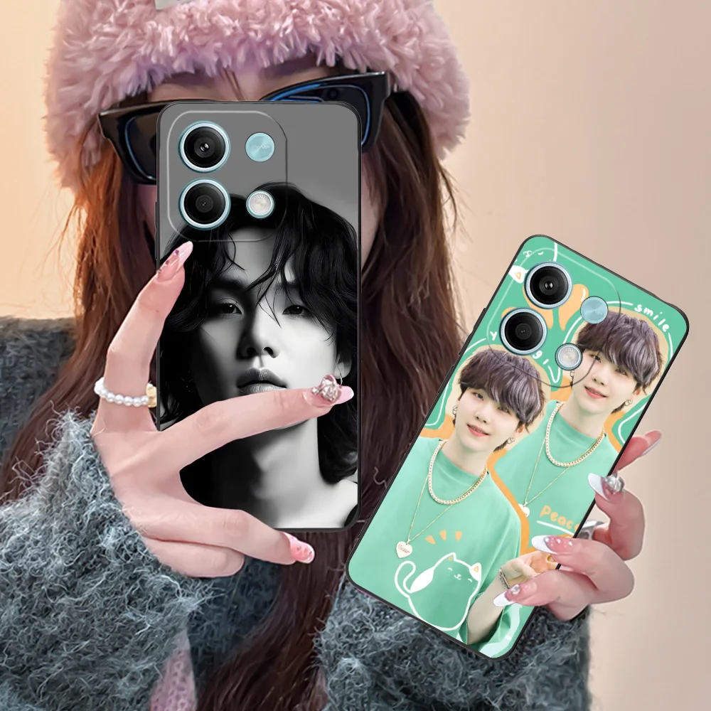 Чехол для мобильного телефона KPOP Yoongi Xiaomi Redmi Note 13 12 11 10 9 8 7 6 S A Pro Lite Plus 5G черный