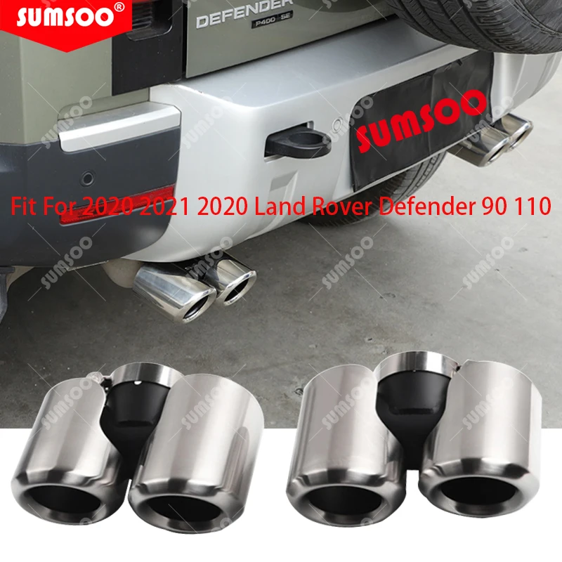 

1pair Dual Exhaust Tips Pipe Rear silver 304 Stainless Steel Muffler For 2020 2021 Land Rover Defender 90 110 Exhaust Tip Nozzle