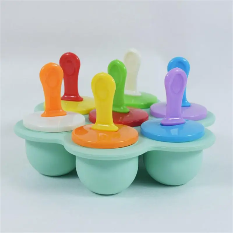 

7 Holes Ice Pops Ice Cream Mold Food Grade Silicone Popsicle Ice Cream Ball Maker Baby Fruit Shake Home Kitchen Accessories Tool