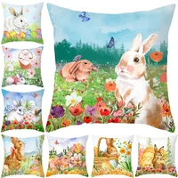 easter decoration pillowcase sofa cushion case bed pillow cover home party cushion cover watercolor rabbit throw pillowcase 45cm