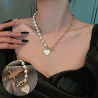 sexy clavicle chain titanium steel necklace imitation baroque pearl jewelry girl