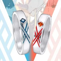 anime darling in the franxx ring hiro zero two cosplay adjustable unisex couple lover rings jewelry gift prop accessories