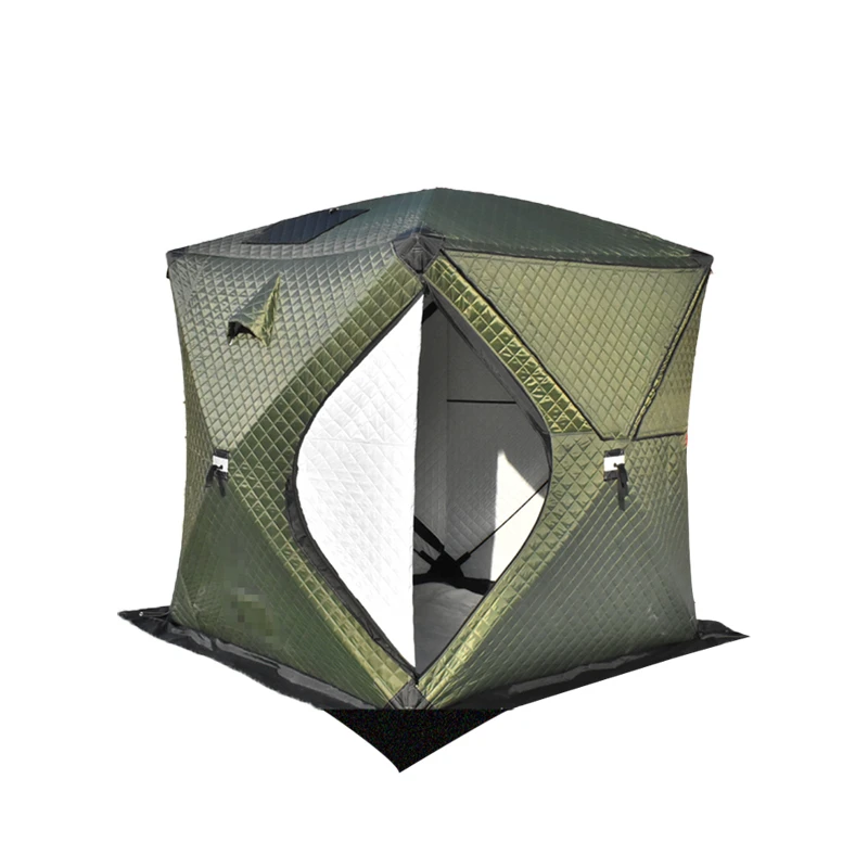 

Hot selling three layer waterproof insulation high quality cube tent transparent skylight sauna tent with chimney hole