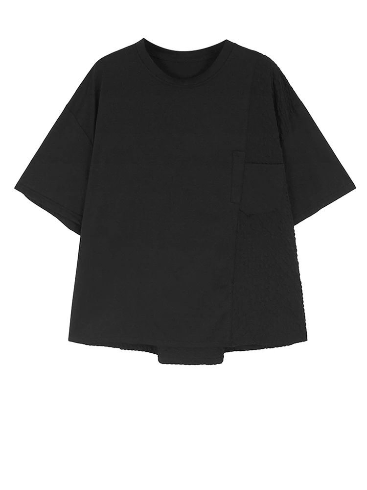 Женская плиссированная Асимметричная футболка зеленая Повседневная большого