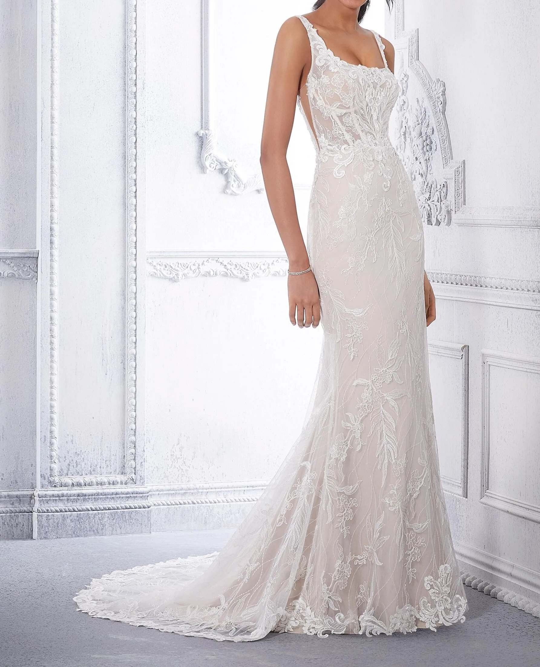 

2023 Long Charming Tank Women Bride Mermaid Tulle Wedding Dress WHW-422