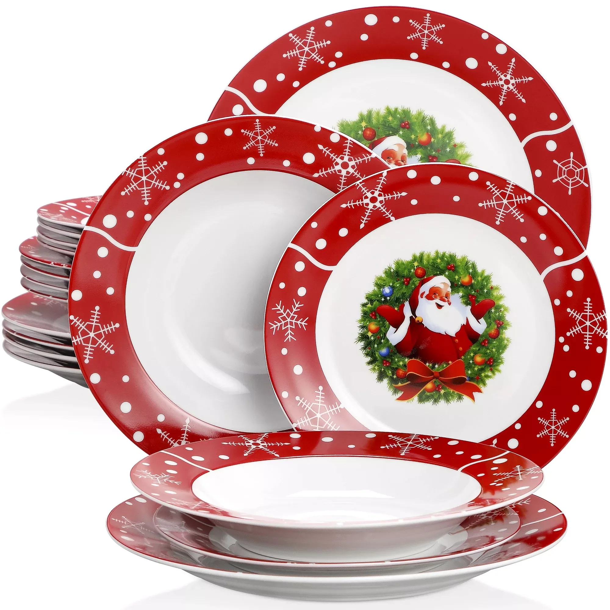 

18/36 Piece Christmas Style Porcelain Dinnerware Plate Set with Dessert Plate Soup Plate Dinner Plate Gift