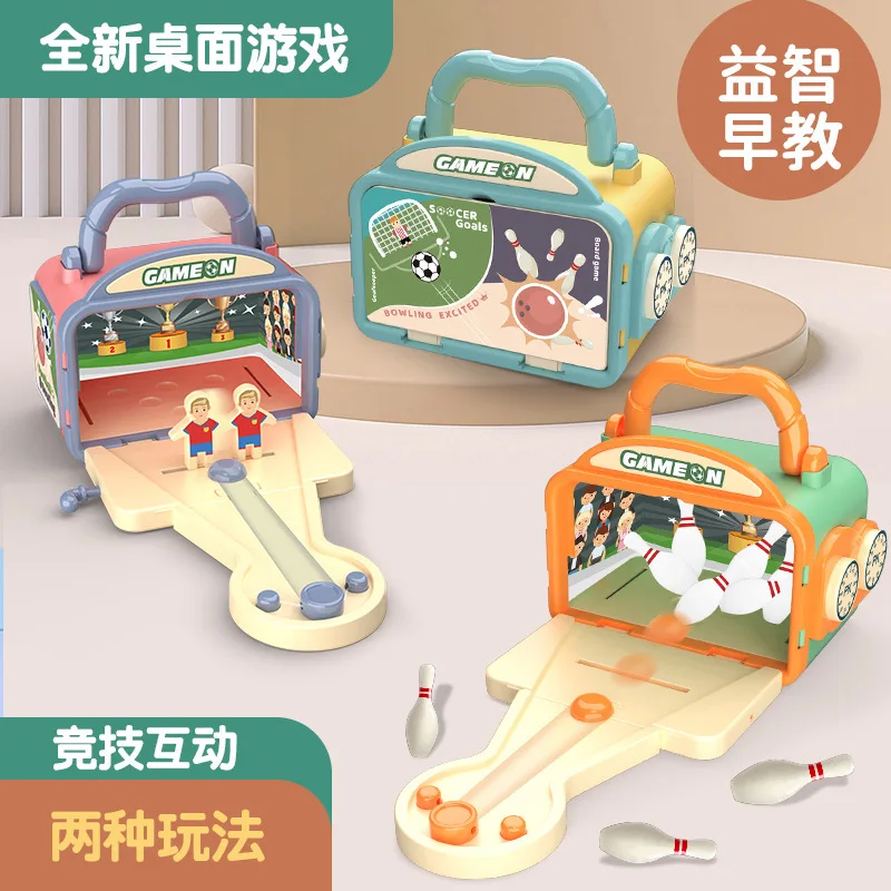 

Two-In-One Portable Box For Children Playing Table Games Bowling And Football Parent-Child Interactive Educational Toys