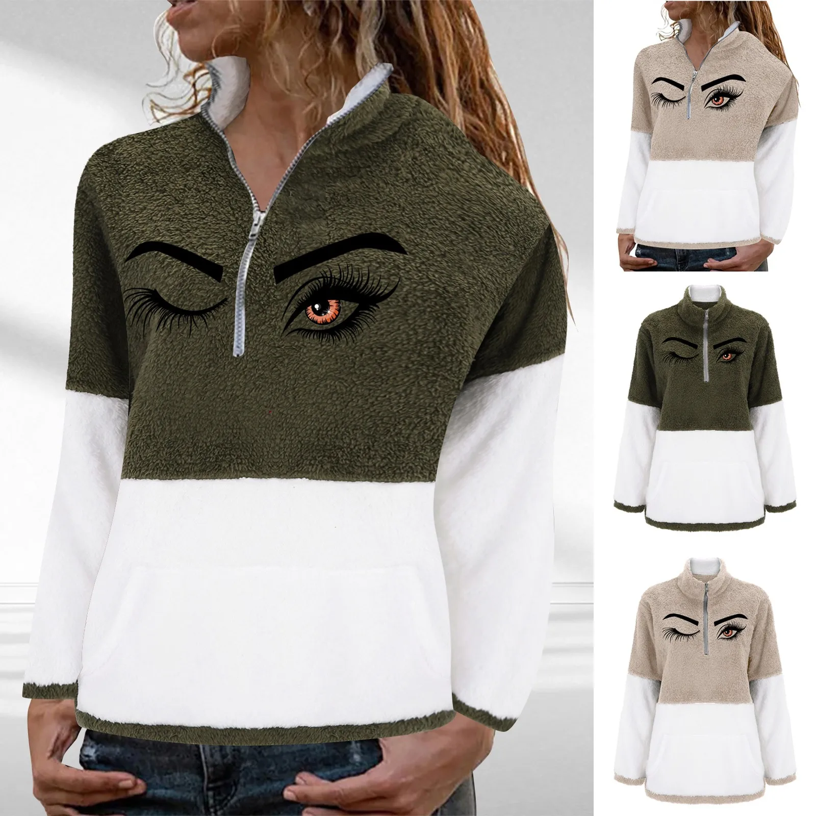 

Women's Reversible Coat Jacket Fleece Patchwork Coat Eyes Jacket Cotton Womens Workout Jackets Full Zip Basin And Range Jacket