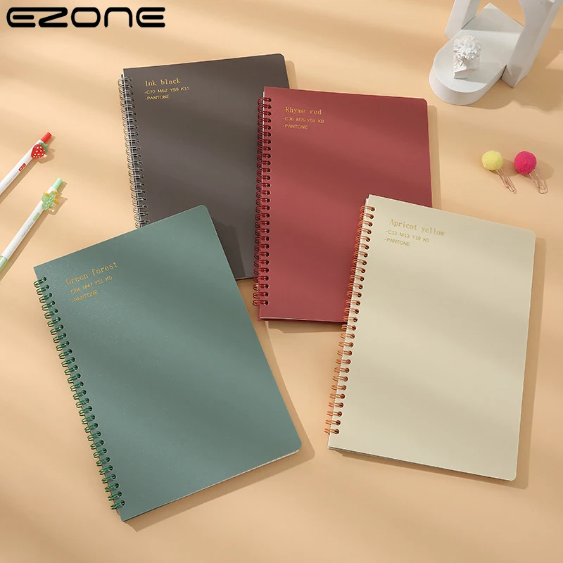 

EZONE B5 Vintage Notebook Morandi Color Rollover Spiral Coil Loose Leaf Book Student Diary Notepad School Office Stationery