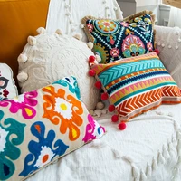 boho ethnic style sofa decorative pillows covers lengthen flower embroidered cushion 6030 for bedroom sofa chair lumbar pillow