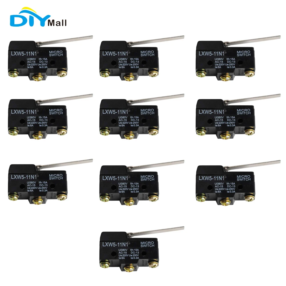 10 шт./лот DIYmall LXW5-11N1 выключатель SPDT NO NC Мгновенный Концевой выключатель с прямым рычагом на шарнире микропереключатель