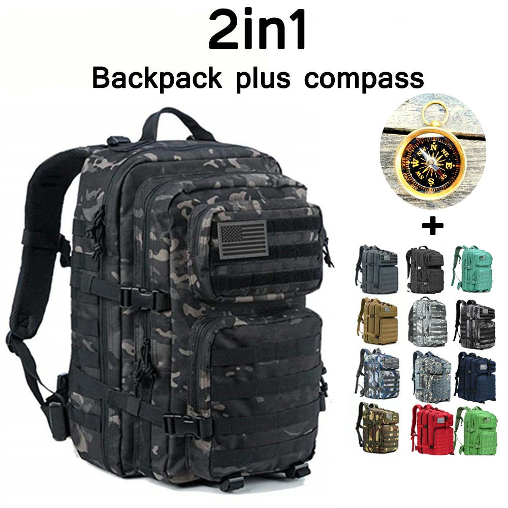 55L Mountaineering Backpack, Military Tactical Backpack Army Molle Multifunctional Large Capacity Field Camo back packs