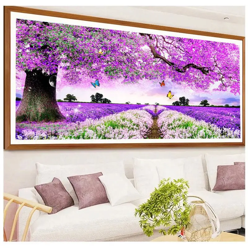 

Алмазная живопись с лавандой, полная алмазная живопись в гостиной, вышивка крестиком, Европейский пейзаж, свадьба, 5 кирпичей Em, новинка 2020