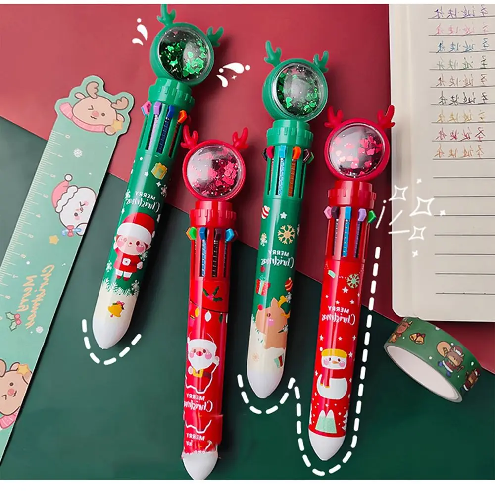 

Десять цветов, мультяшная ручка, Санта-Клаус, Рождественская елка, олень, Счастливого Рождества, шариковая ручка, инструмент для письма, домашний декор, офисные и школьные принадлежности