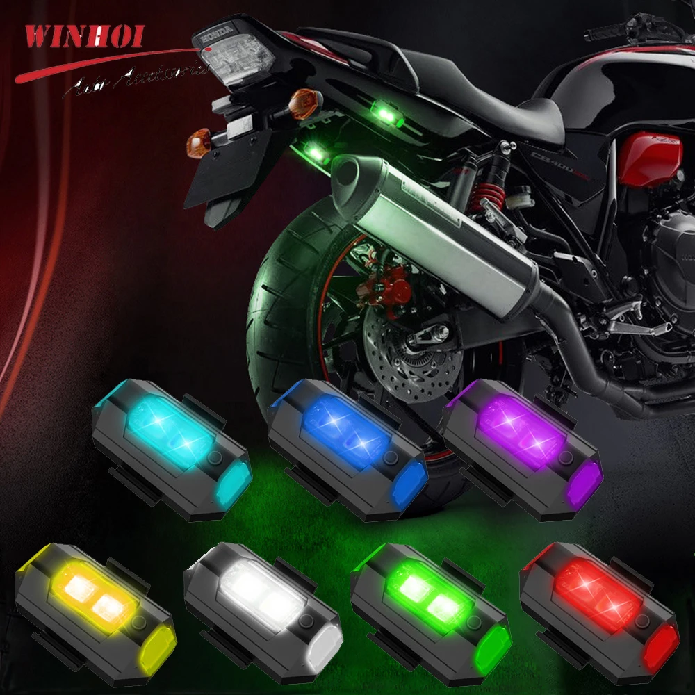 

7 Color Motorcycle Tail Warning Light Rechargeable Drone Strobe Light Laser Fog Lamps Motorbike Refit Universal Strobe Light