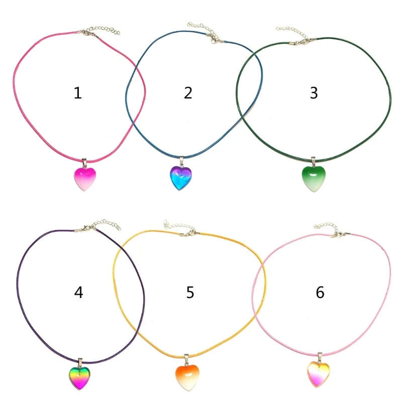 652F Sweet Cool Clavicle Chain Necklace Colorful Heart Penda
