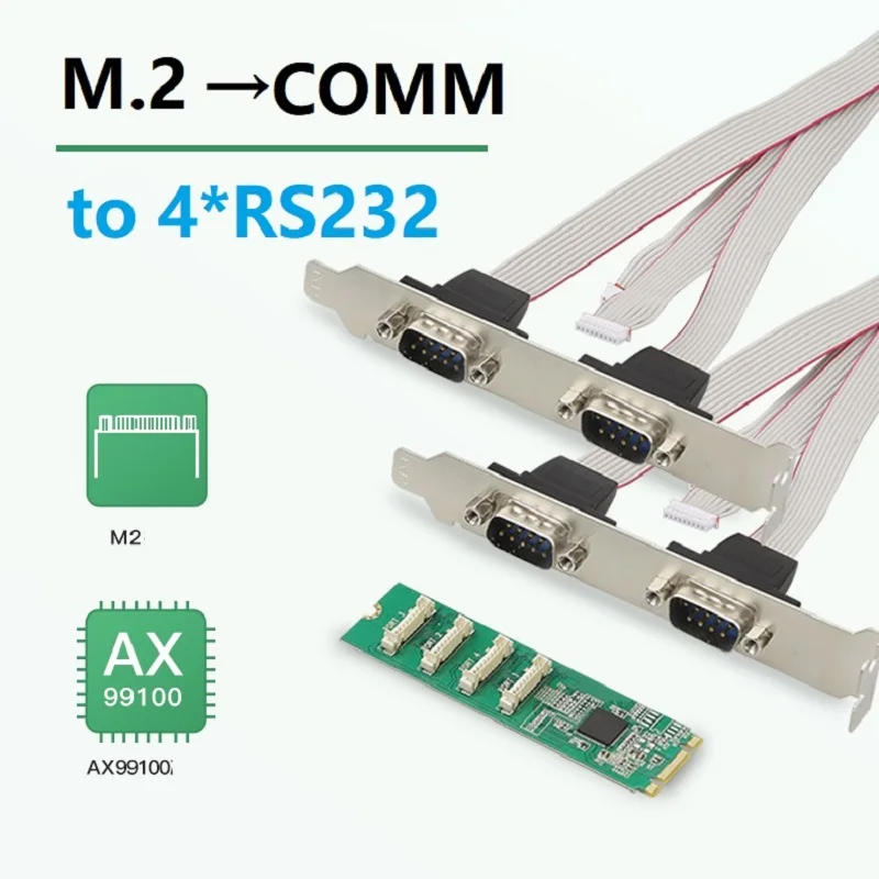 

M.2 to 4*RS232 COMM Serial Port M-Key Adapter DB9 Expansion Card