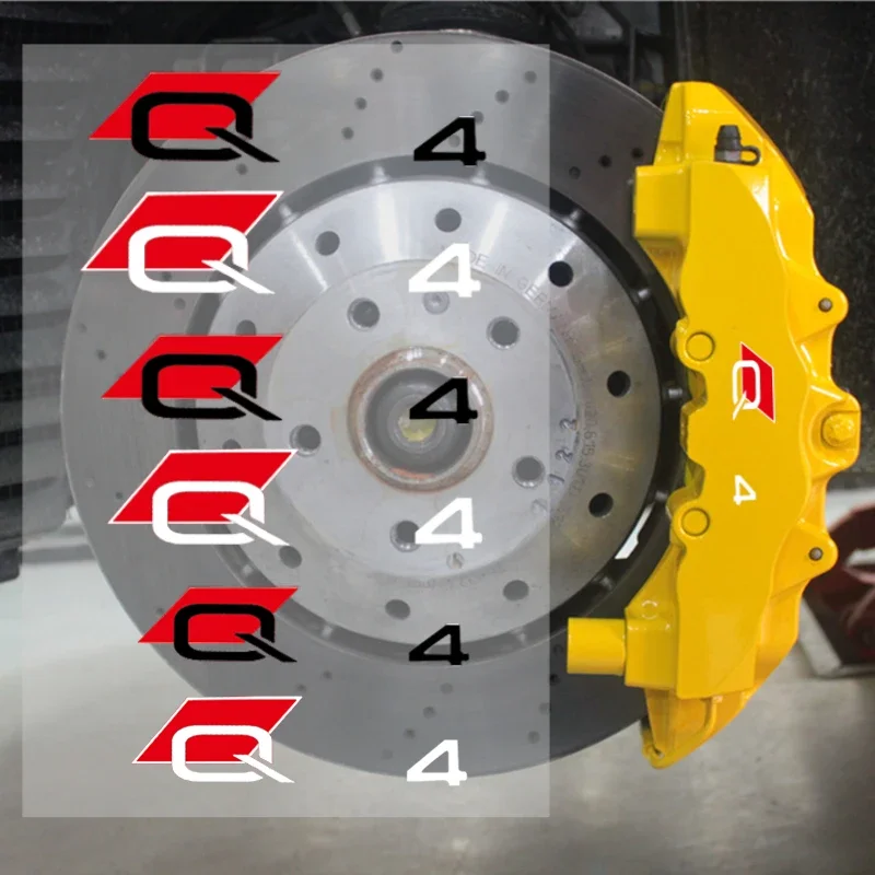 6szt Winylowa naklejka na zacisk koła samochodowego do Audi Q4 Logo Q8 Q7 Q6 Q5 Q3 Q2 S4 S5 A3 A4 A5 A6 A7 A8 Auto Brake Decal Decoration