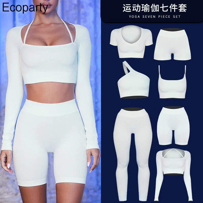 

2022 New Seamless Yoga Set Women Fitness Suits Crop Top High Running Waist Workout Bra Cropped Wear Sports Gym Legging Costume50