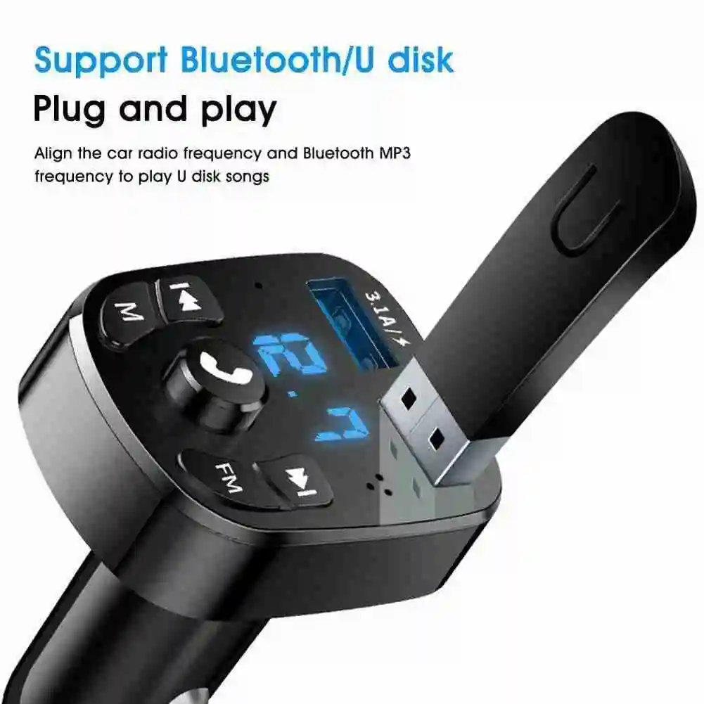 bluetooth compatible fm transmitter car player kit card car charger quick 3 0 dual usb voltmeter aux 12v 24v car transmitter free global shipping