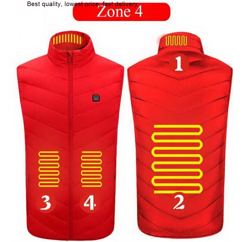 

USB Heated Vest Men Winter Electric Heating Jacket Outdoor Waistcoat Thermal Warm Feather Sports Hiking Sleeveless Vests