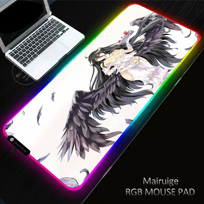 

400X900MM Overlord Albedo RGB Gaming Anime Large XL Mouse Pad Computer Gamer Mousepad Rubber No-slip Mat PC Laptop Keyboard Desk