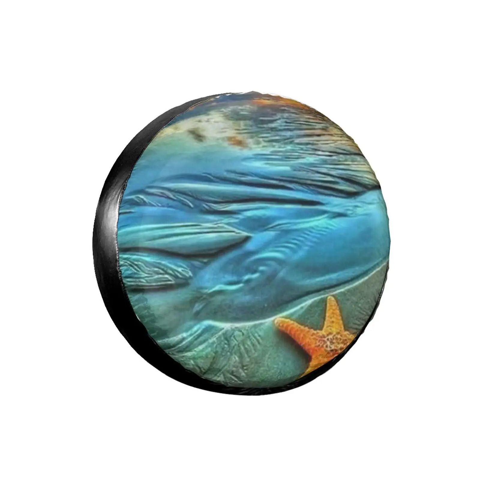 

3D Seaside Landscape Spare Tire Cover Waterproof Dustproof Sun Wheel Tire Cover For , Trailer, SUV Vehicle Anime Tire Cover