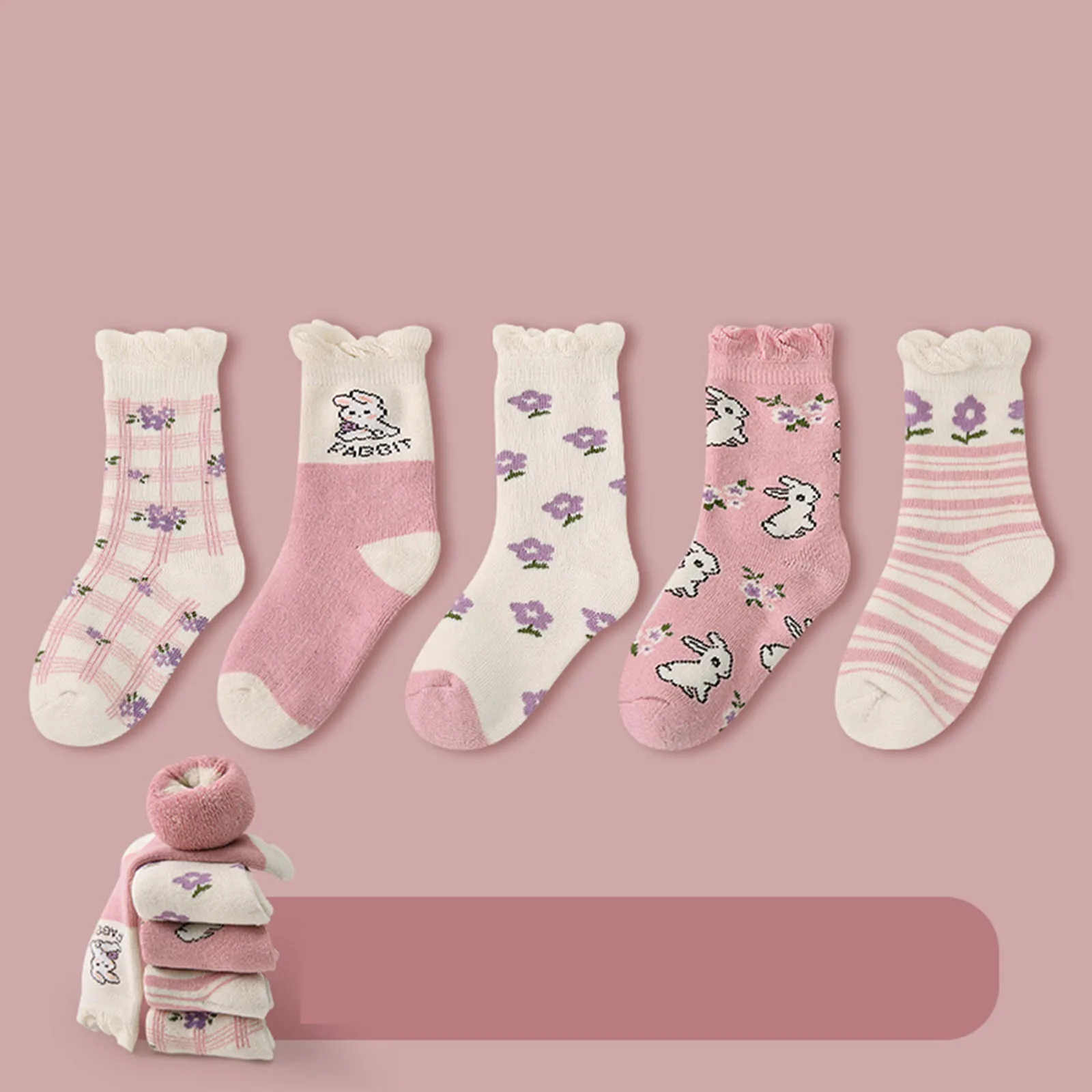 

Stocking Christmas Children Baby Stockings Thickened In Autumn And Winter Warm Comfortable And Cute Flowers Stock Plug Heater