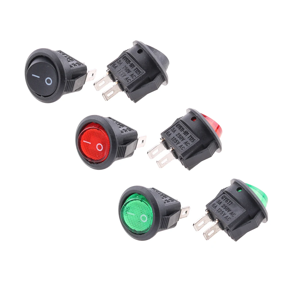 5 шт. 3A 250VAC/6A 125VAC круглый тумблер KCD1 On-Off SPST мини черный красный зеленый 2-контактный