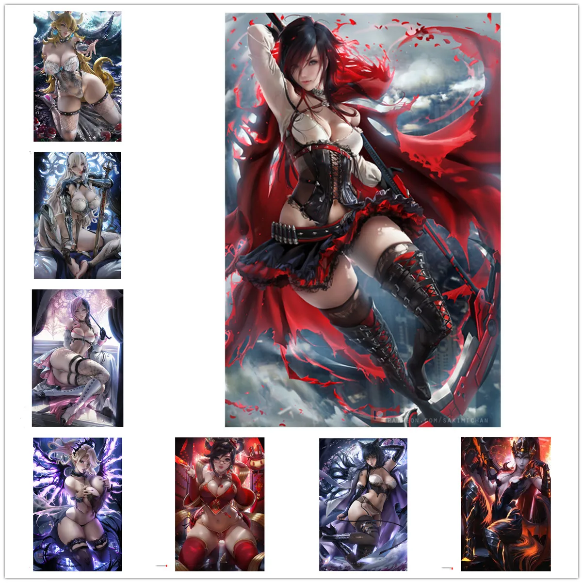 

Painting By Numbers Sexy Game Poster Canvas Art Frameless Oil Painting For Home Sexy Girl Portrait Handpainted Wall Decor Gift