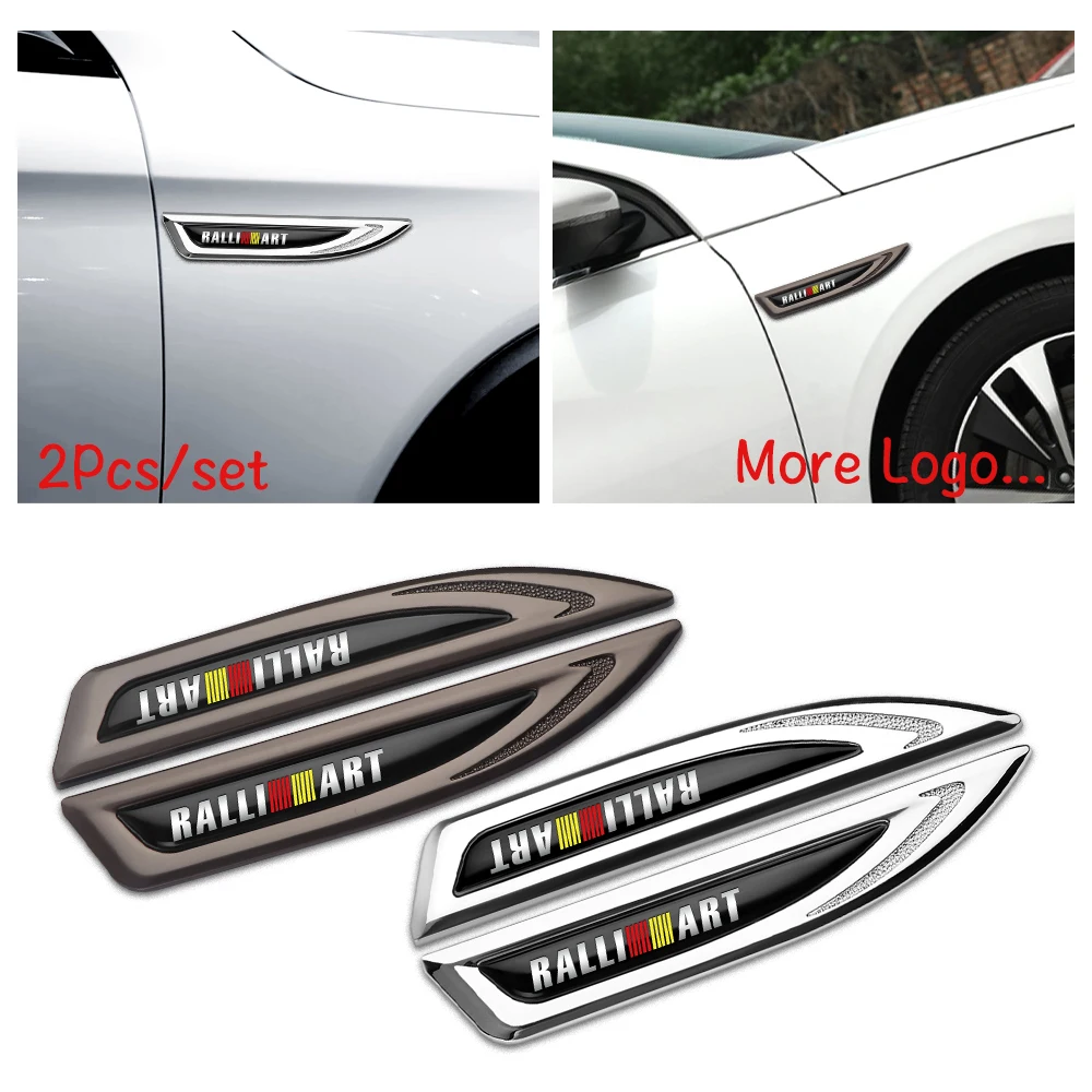 

2Pcs Car Refit Creative Decoration Metal Sticker Car Wing Fender Side Badge For Mitsubishi Asx Outlander Xl 3 Lancer Pajero l200