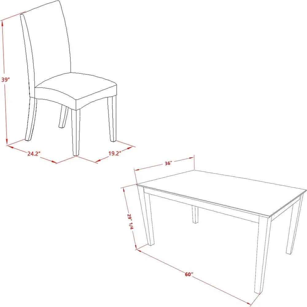 Для приблизительных Капри набор из 7 предметов включает Прямоугольный Обеденный